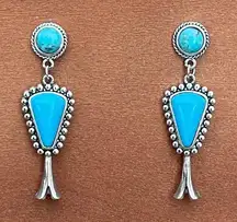 Squash Blossom Earrings with Mixed Faux Turquoise