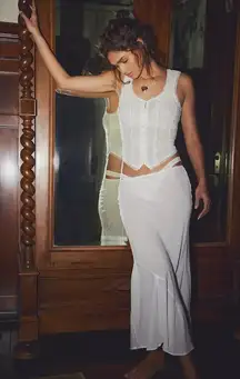 NWT Free People Intimately Sweet On You Bias Half Slip‎ Skirt Clean Ivory White