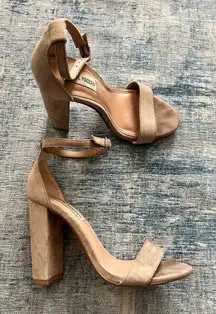 Steve Madden Beige Carrson High Heel Ankle Strap Block Heel Sandal Size 6