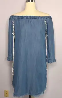 Denim and Rope Cold Shoulder Dress