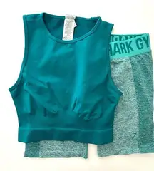 Gymshark L/M Flex Shorts & Sweat Sculpt Seamless Midi Tank Set