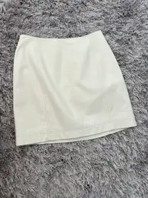 White Leather Zip Skirt