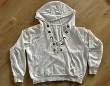 Ocean drive white lace up white sweatshirt size small