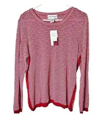 Cathy Daniels Marley Del Ray Long Sleeve Marled Red Gold Embellishment Button