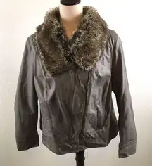 Lane Bryant faux leather fur collar moto jacket 18