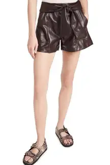 💕JONATHAN SIMKHAI💕 Mari Vegan Leather Tie Shorts Chocolate Dark Brown 10 NWT