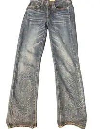 Vintage Y2k Mudd Blue Denim Jeans Slim Fit Straight Leg Size 1 Juniors Estate