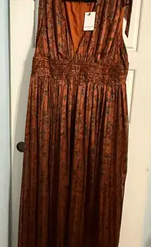 Sugarlips Rust Floral Maxi Dress