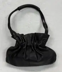 Furla‎ Leather Ruched Top Handle Bag Designer Purse Black Small