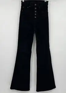 American Eagle  Curvy Highest Rise Flare Button Fly Black Denim Jeans Size 00 Reg