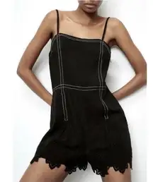 ZARA  Strappy Short Romper Jumper One Piece Black Size XS NEW