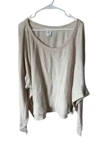 Aerie Women's Ivory Waffle Knit Long Sleeve T-Shirt XL