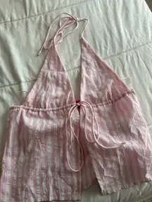 Edikted tie halter pink stripes top