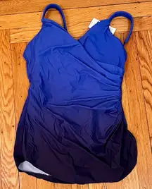 Lands' End NWT Swimsuit SlenderSuit Skirted One-Piece Size 12