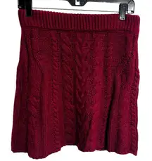 For Love and Lemons Layton Cableknit Sweater Skirt Burgundy Size M Preppy Cozy