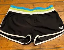Roxy Women's‎ Black Athletic Shorts with Blue Green Trim Size 9