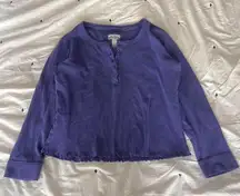 Purple Vintage Rib Knit Henley Long Sleeve Top