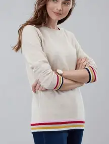 Joules Women's Beige Rainbow Stripe Wool Blend Pullover Sweater Size 2