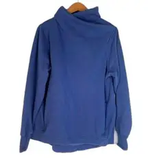 Athleta Blue Mock Neck Long Sleeve Fleece Lined Pullover Sweater Size Medium