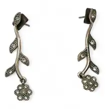 Silpada sterling silver plated marcasite flower earring Leaves zirconia drops