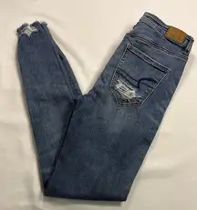 American Eagle Outfitters Medium Blue Ripped Skinny Jeans