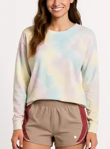 Colsie Size Large Tie-Dye Cropped Loungewear Sweatshirt.