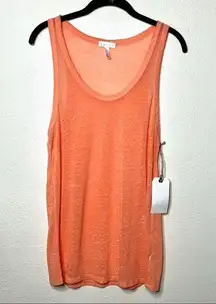 Leith Semi Sheer Burnout Tank Orange Size Medium