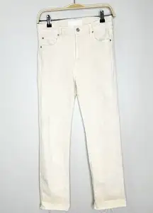 Mother Womens Jeans The Scrapper Cuff Ankle Fray Devil May Care Cream Size 25