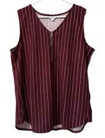 LuLaRoe Sleeveless‎ Women Shirt Size XL Burgundy Stripe Tunic Vacation Summer
