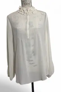 T TAHARI‎ Elegant White Ruffled Women's Top