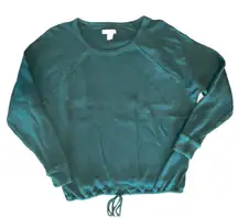 Madewell Hunter Green Long Sleeve Waist Tie Pullover Top Large