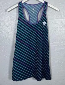 Rabbit Women XL Blue Purple Stripe Bunny Hop Tank Racerback Lightweight Running