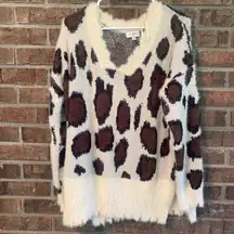 Umgee Leopard Print Fuzzy Oversized Sweater