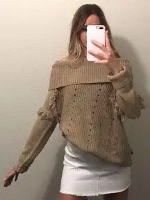 Tan Off Shoulder Sweater 