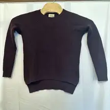 Aritzia Wilfred Free XS Isabelli High Low Wool Waffle Knit Sweater Plum Purple‎