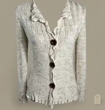 BCBGMAXAZRIA Cream Button Down Knit Sweater Cardigan
