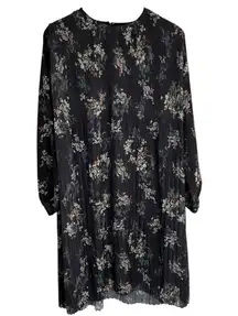 Hesna Elegant Floral Black Long Sleeve Dress With Liner Size 50 ~ Size 6