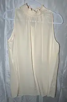 ANTONIO MELANI Cream Pleated Sleeveless Blouse Size M