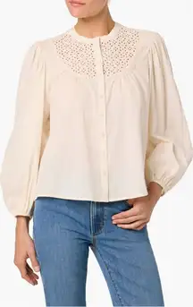 Joes Embroidered Eyelet Long Sleeve Button-up Top-NWT