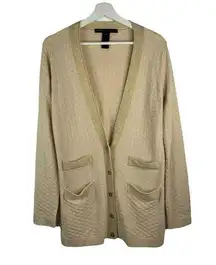 Marc Marc Jacobs Sz M Gold Cornsilk Wool Cashmere Blend Cardigan Sweater P205