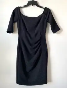Eliza J Sparkle Knit Off The Shoulder Sheath Dress Black 6