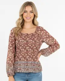 LUCKY BRAND red floral top size large