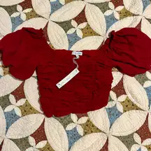 She + Sky Scarlet Puff Sleeve Blouse