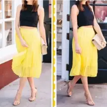 Elle Yellow Sheer A-Line Checker Print Skirt Bold Fun Lined Full Size 8 Women's