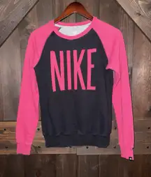 Nike Women's Sz Small Sweatshirt Crewneck Pink Black
