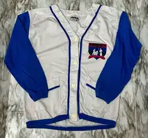 Blue White Knit Button Up Women's Cardigan True Vintage 80s 90s Sporty Graphic