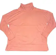 Zelos Women's Large Pink/Coral Turtleneck Long Sleeve Kangaroo Pocket Sweatshirt