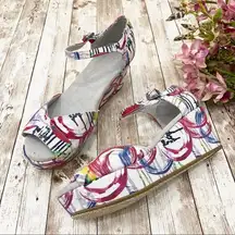 TOMS Multicolor Platform Ankle Strap Sandals 6