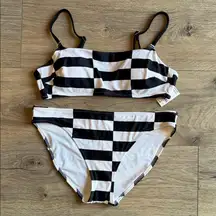 AERIE Black & White Checkered Bikini NWT Size Medium