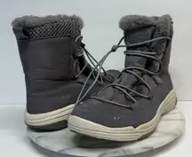 Ryka Boots Womens‎ 9 Gray Faux Leather Faux Fur Lined Aubonne Elastic Bungee
